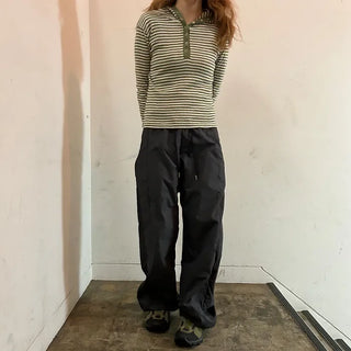 Striped button-down T-shirt