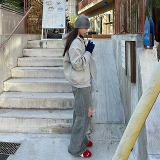 (Unisex) Button-up Hooded Parka