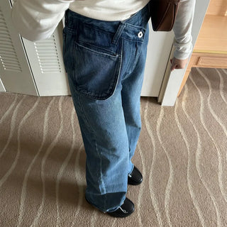 Asymmetrical denim pants