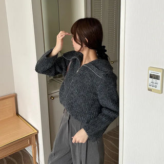 Double-zip ribbed cardigan