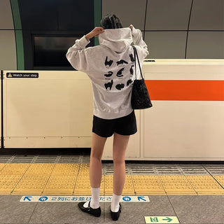 Cat back print hooded sweatshirt
