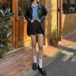 Faux Leather Oversized Coat Jacket