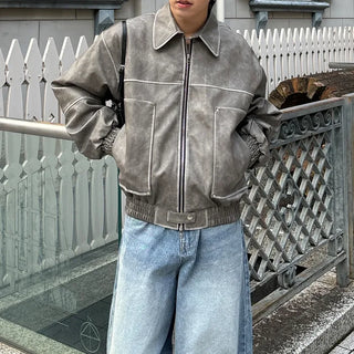 (Unisex) Fading Eco Leather Jacket