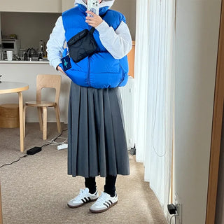 Pleated long classic skirt