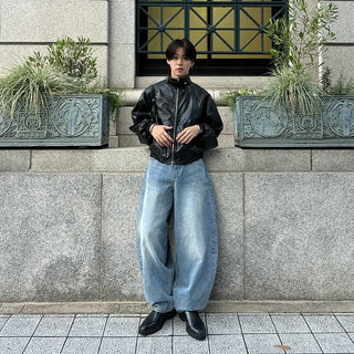 (unisex) Y2K Eyelet Eco Leather Jacket