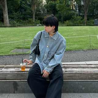 (Unisex) Out-pocket denim jacket