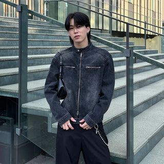 (Unisex) Washed Heavy Denim Jacket