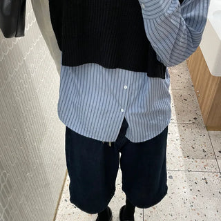 Two-tone striped pocket shirt
