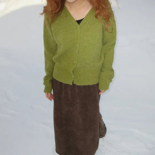 V-neck light wool cardigan