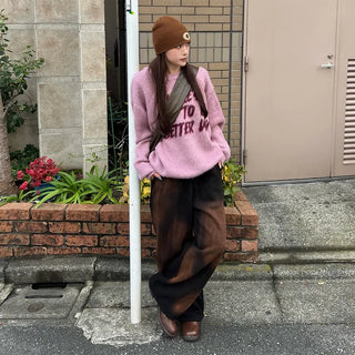 (Unisex) Jacquard Lettering English Knit