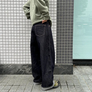 Non-washed wide-leg denim pants