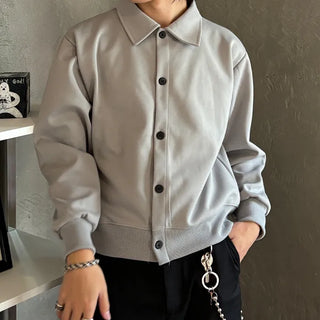 (Unisex) Button-Up Short Collar Jacket