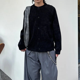 (Unisex) Checkered Cropped Knit Cardigan
