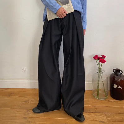 (Unisex) Waist-fold wide balloon slacks