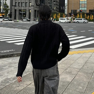 (Unisex) Double Zip-Up Fisherman Knit