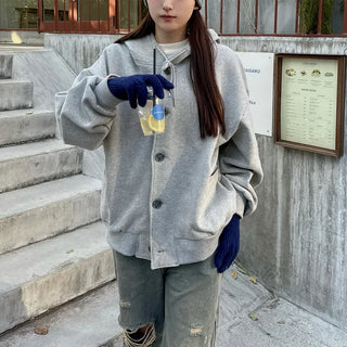 (Unisex) Button-up Hooded Parka