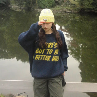 (Unisex) Jacquard Lettering English Knit