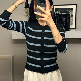 Striped Round Cardigan