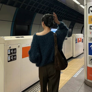 Fluffy Boat Neck Knit