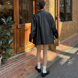 Faux Leather Oversized Coat Jacket