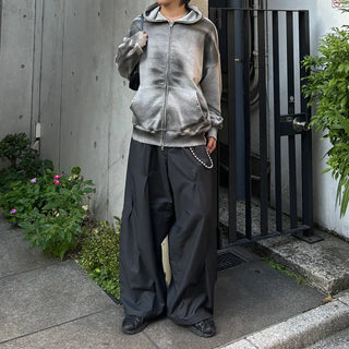 (Unisex) Vintage Wash Hooded Zip-Up