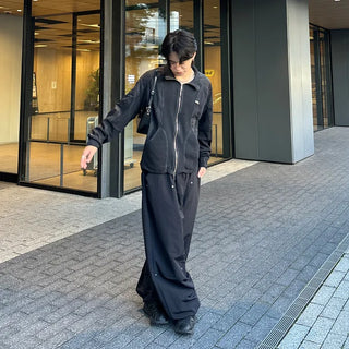 (Unisex) Wide-leg pants with back pockets