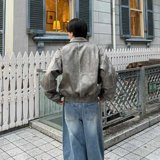 (Unisex) Fading Eco Leather Jacket