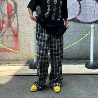 Pintuck check pants