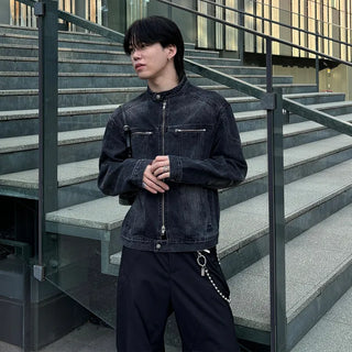 (Unisex) Washed Heavy Denim Jacket