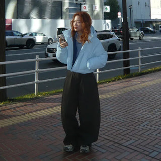Colorful Hooded Cropped Padded Jumper