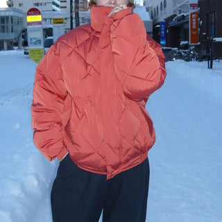 (Unisex) High-Neck Quilted Padded Jacket