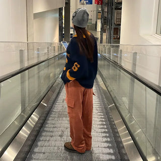 (Unisex) Corduroy Wide Cargo String Jogger Pants