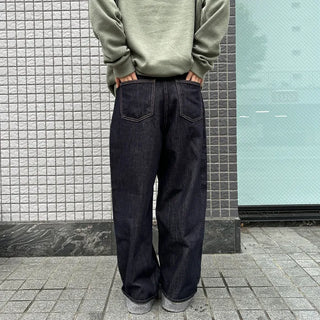 Non-washed wide-leg denim pants