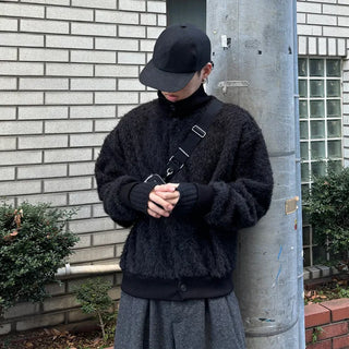 (Unisex) Winter High-Neck Boucle Jacket