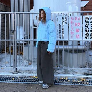 Colorful Hooded Cropped Padded Jumper