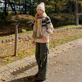 (Unisex) Checked Long Scarf