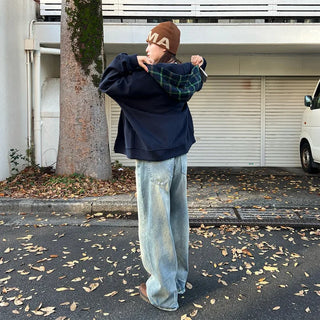 (Unisex) Vintage Wash Wide Fit Denim