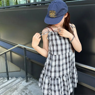 Checked tiered dress