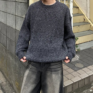 (Unisex) Melange Natural Round Knit