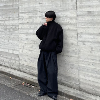 (Unisex) Boa Mock Neck Padded Blouson