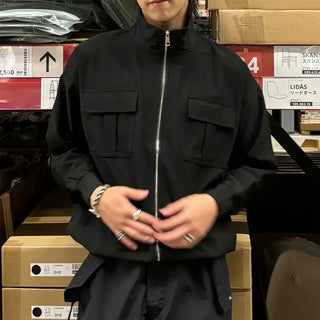 High-neck cargo pocket zip-up