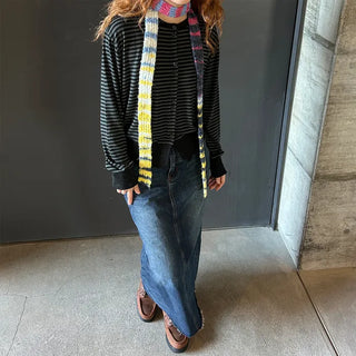 Denim long skirt