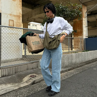 Double-knee denim pants