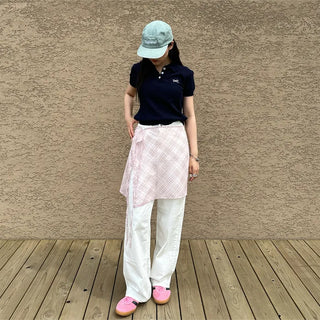 Checked layered skirt