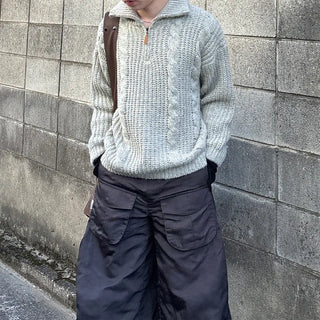 (Unisex) Winter High Neck Half-Zip Knit