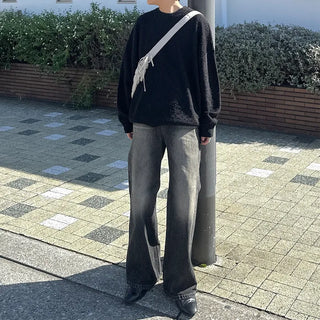 (Unisex) Vintage Black Flare Denim