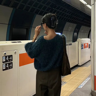 Fluffy Boat Neck Knit
