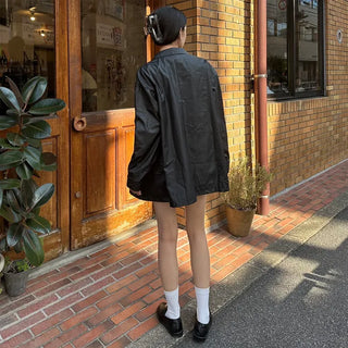 Faux Leather Oversized Coat Jacket