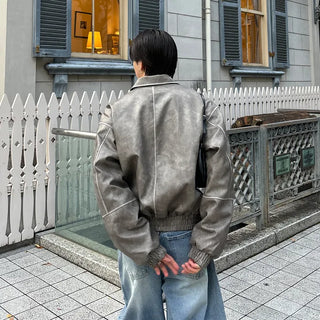 (Unisex) Fading Eco Leather Jacket