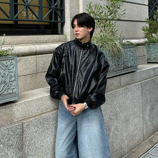 (unisex) Y2K Eyelet Eco Leather Jacket